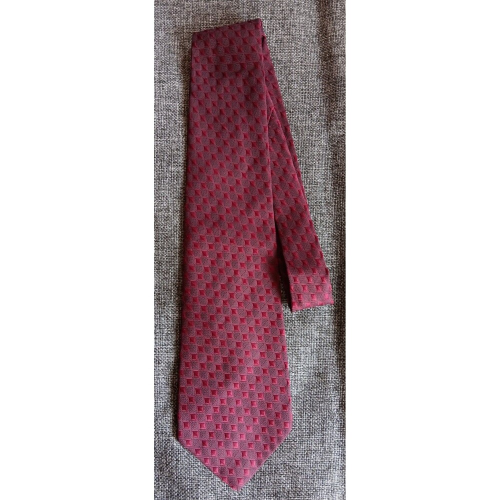 Tie 70s 80s 90s Y2K Mens Red Textured Vintage 3.75 Wide